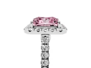 Princess Cut Halo Engagement Ring Setting for a Fancy Pink Lab-Grown Diamond | Pave Shoulders | Platinum