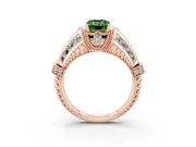 Emerald Cut Vintage Milgrain Engagement Ring Setting for a Fancy Green Lab-Grown Diamond | Hidden Halo | Rose Gold