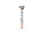 Cushion Cut Side Stone Engagement Ring Setting for a Fancy Blue Lab-Grown Diamond | Scalloped Prong Accents | Rose Gold