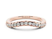 Round Diamond Curved Pavé Wedding Band Set in Rose gold for Stacking
