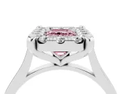 Emerald Cut Claw Corner Halo Engagement Ring Setting for a Fancy Pink Lab-Grown Diamond | Slim Plain Band | Platinum