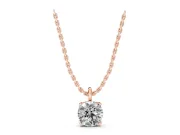 Round Lab-Grown Diamond Solitaire Pendant Necklace | Open Prong Head | Rose Gold