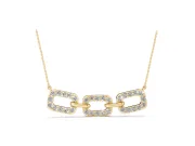 Round Lab-Grown Diamond Pavé Cushion Link Pendant Necklace | Shared Prongs | Yellow Gold