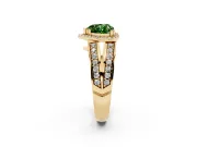 Fancy Green Heart Cut Diamond Halo Ring Set in Yellow gold with Double Pavé Split Shank