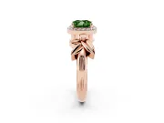 Cushion Cut Floral Halo Engagement Ring Setting for a Fancy Green Lab-Grown Diamond | Rose Gold