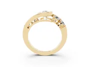 Pear-Shaped Bezel Bypass Engagement Ring Setting | Round Side Stones | Yellow Gold