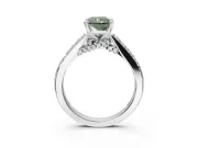Radiant Cut Pavé Engagement Ring Setting for a Fancy Green Lab-Grown Diamond | Crossover Gallery | Sterling Silver