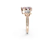 Pear-Shaped Three Stone Engagement Ring Setting for a Fancy Pink Lab-Grown Diamond | Tapered Pave Band | Rose Gold