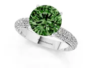 Round Domed Pavé Engagement Ring Setting for a Fancy Green Lab-Grown Diamond | Platinum