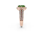 Fancy Green Princess Cut Diamond Halo Engagement Ring Set in Rose gold with Split Shank and Prong Setting