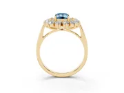 Emerald Cut Floral Double Halo Engagement Ring Setting for a Fancy Blue Lab-Grown Diamond | Plain Band | Yellow Gold