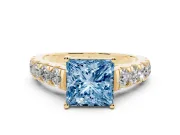 Princess Cut Engagement Ring Setting for a Fancy Blue Lab-Grown Diamond | Yellow Gold - Design NV-24643