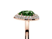 Fancy Green Heart Cut Diamond Halo Engagement Ring Set in Rose gold with Solitaire Band and Prong Setting
