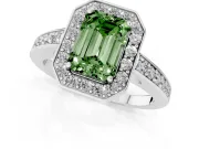 Emerald Cut Framed Halo Engagement Ring Setting for a Fancy Green Lab-Grown Diamond | Platinum