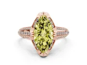 Marquise Hidden Halo Engagement Ring Setting for a Fancy Yellow Lab-Grown Diamond | Triple Row Pavé Band | Rose Gold