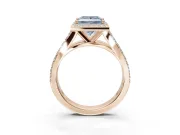 Princess Cut Halo Pavé Engagement Ring Setting for a Fancy Blue Lab-Grown Diamond | Narrow Split Shank | Rose Gold