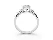 Three-Stone Cushion Cut Diamond Channel Set Ring Set in Silver with Bar Prongs