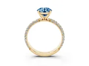 Round Domed Pavé Engagement Ring Setting for a Fancy Blue Lab-Grown Diamond | Yellow Gold