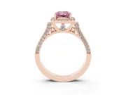 Radiant Cut Halo Engagement Ring Setting for a Fancy Pink Lab-Grown Diamond | Pavé Panel Shoulders | Rose Gold