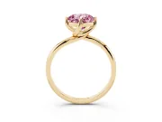 Cushion Cut Bypass Solitaire Engagement Ring Setting for a Fancy Pink Lab-Grown Diamond | Plain Band | Yellow Gold