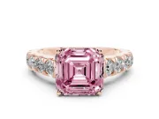 Asscher Cut Engagement Ring Setting for a Fancy Pink Lab-Grown Diamond | Rose Gold - Design NV-24643