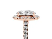 Oval Halo Engagement Ring Setting | Pave Shoulders | Rose Gold