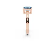 Fancy Blue Emerald Cut Diamond Solitaire Ring Set in Rose gold with Prong Head and Smooth Polished Band