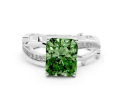 Radiant Cut Twisted Pavé Engagement Ring Setting for a Fancy Green Lab-Grown Diamond | Pavé and Plain Strands | Platinum