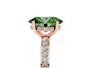 Fancy Green Oval Cut Diamond Pavé Band Ring Set in Rose gold with Prong-Set Center Stone