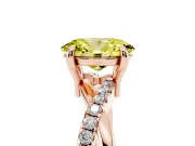 Fancy Yellow Oval Cut Diamond Twist Band Solitaire Set in Rose gold with Pavé Accents and Prong Setting