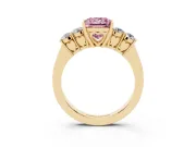 Princess Cut 5 Stone Engagement Ring Setting for a Fancy Pink Lab-Grown Diamond | Yellow Gold