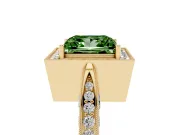 Princess Cut Milgrain Halo Engagement Ring Setting for a Fancy Green Lab-Grown Diamond | Side Stones | Yellow Gold
