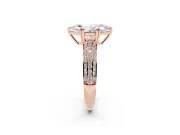 Marquise Three Row Pave Solitaire Engagement Ring Setting | Double Claw Prongs | Rose Gold