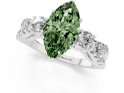 Marquise Three Stone Engagement Ring Setting for a Fancy Green Lab-Grown Diamond | Sterling Silver