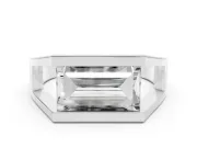 Baguette East-West Geometric Solitaire Engagement Ring Setting | Open Sides | White Gold
