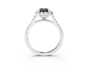 Emerald Cut Halo Engagement Ring Setting for a Black Center | Tapered Band | White Gold