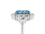 Emerald Cut Cluster Engagement Ring Setting for a Fancy Blue Lab-Grown Diamond | Sterling Silver