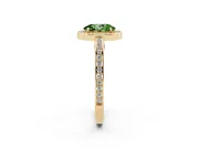 Oval Sectioned Halo Engagement Ring Setting for a Fancy Green Lab-Grown Diamond | Yellow Gold