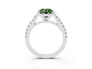 Round Halo Pavé Engagement Ring Setting for a Fancy Green Lab-Grown Diamond | Sterling Silver