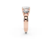Princess Cut Three Stone Engagement Ring Setting | Wide Plain Band | Rose Gold