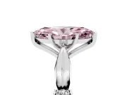 Fancy Pink Marquise Cut Diamond Solitaire Twisted Band Ring Set in Platinum with Accent Stones and Prong Setting