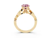 Round Vine Engagement Ring Setting for a Fancy Pink Lab-Grown Diamond | Yellow Gold