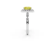 Radiant Cut Halo Engagement Ring Setting for a Fancy Yellow Lab-Grown Diamond | Bezel Station Shoulders | Platinum