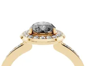 Fancy Black Pear Cut Diamond Halo Ring Set in Yellow gold with Bezel Frame and Pavé Band