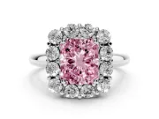 Radiant Cut Cluster Halo Engagement Ring Setting for a Fancy Pink Lab-Grown Diamond | Large Round Accents | Platinum