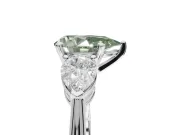 Pear-Shaped Three-Stone Engagement Ring Setting for a Fancy Green Lab-Grown Diamond | Pear Side Stones | Sterling Silver