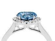 Heart-Shaped Halo Engagement Ring Setting for a Fancy Blue Lab-Grown Diamond | Flat Tapered Band | Sterling Silver