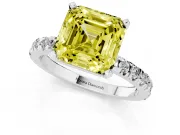 Asscher Cut Pavé Engagement Ring Setting for a Fancy Yellow Lab-Grown Diamond | Platinum