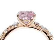 Cushion Cut Graduated Solitaire Engagement Ring Setting for a Fancy Pink Lab-Grown Diamond | Rose Gold