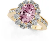 Oval Vintage Halo Engagement Ring Setting for a Fancy Pink Lab-Grown Diamond | Yellow Gold